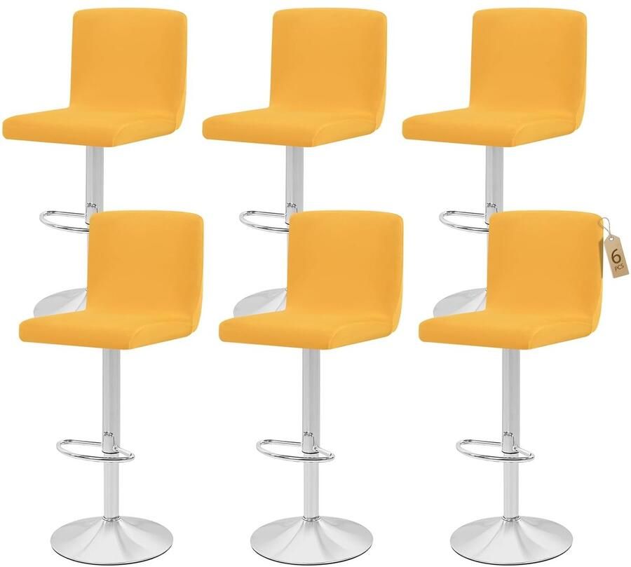 Barkrukhoezen Wasbare stoelhoezen Set van 6 Geel