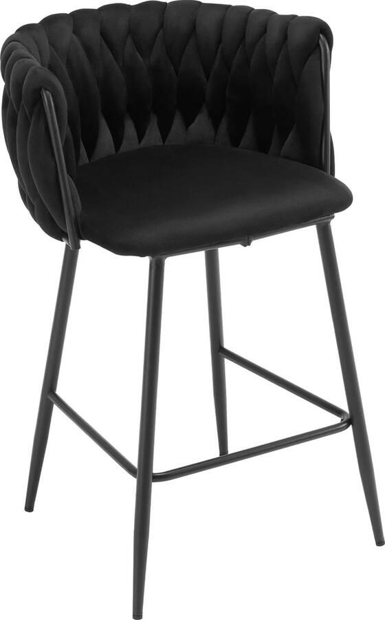 Barkrukken 1 Stuk Barkruk Luxe Barkrukken Met Rugleuning Barkruk Zwart Velvet - Foto 2