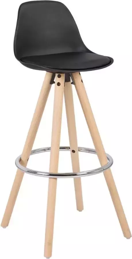 THA Barkrukken 1 Stuk Kunstleer Barkruk Luxe Barkrukken Met Rugleuning Barkruk Hoge Bar Krukken Zwart Hout