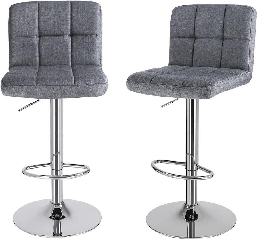 Barkrukken 2-delige set in hoogte verstelbare barstoelen 360 graden draaibaar keukenstoelen met rugleuning en voetensteun lobbystoelen