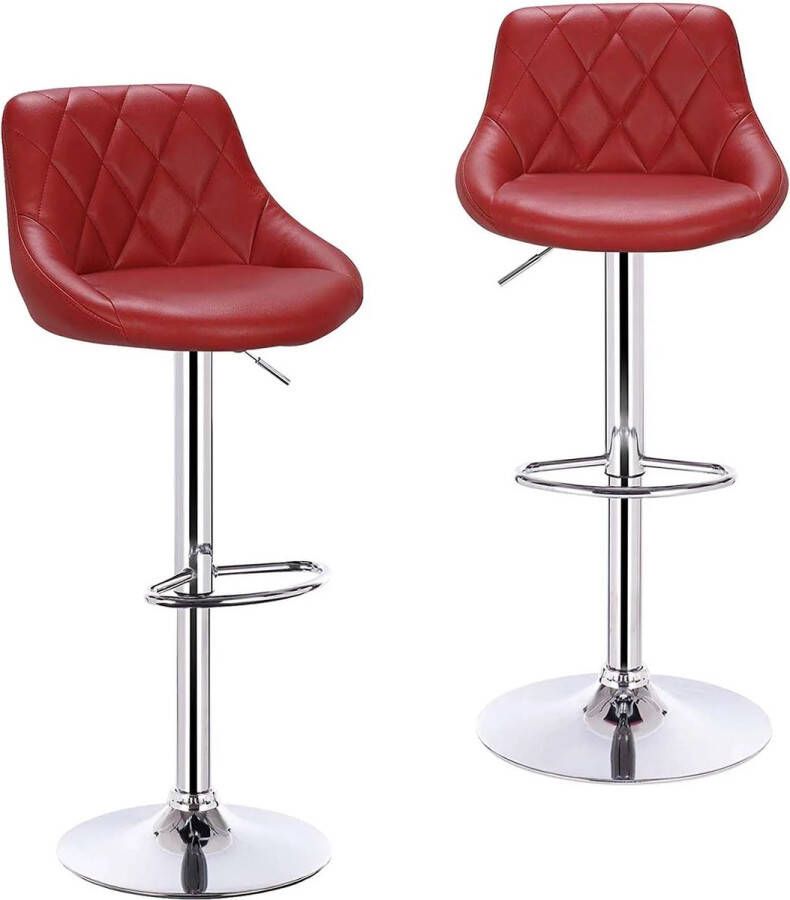 Barkrukken 2 Stuks Barkruk Set van 2 Luxe Barkrukken Met Rugleuning Barkruk Donker Rood Kunstleer