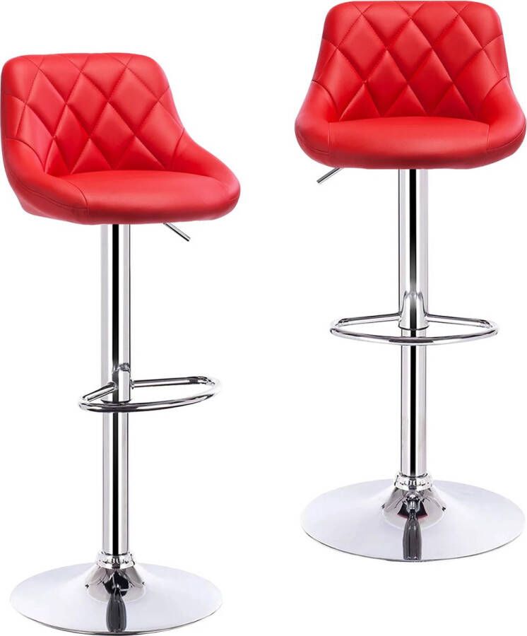 Barkrukken 2 Stuks Barkruk Set van 2 Luxe Barkrukken Met Rugleuning Barkruk Rood Kunstleer