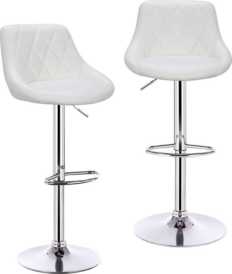 Barkrukken 2 Stuks Barkruk Set van 2 Luxe Barkrukken Met Rugleuning Barkruk Wit Kunstleer