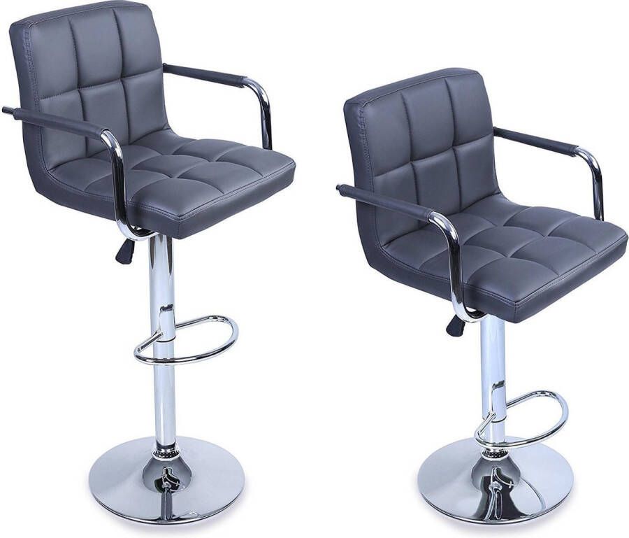 Tresko -Barkruk set van 2-grijs- bar stoel- aanrecht kruk- keukenkruk- lounge stoel