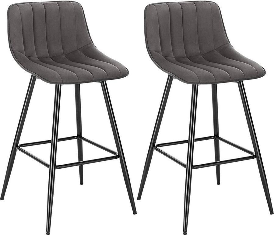 Bolt Edge Barkruk Industrial Grijs Set van 1 Velvet Rugleuning Keukenstoel