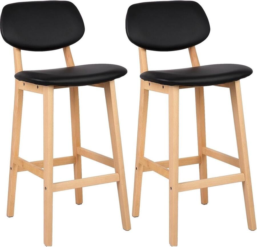 Rootz Living Rootz Barkrukken in Scandinavische stijl Tegenkrukken Moderne barstoelen Ergonomisch ontwerp Duurzaam en gemakkelijk onderhoud Massief hout en kunstleer 91 5 cm x 43 cm x 37 5 cm