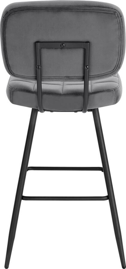 Barkrukken Set Van 2- 2 stuks Luxe Barkrukken Met Rugleuning Barkrukken Hoge Bar Krukken Zwart Grijs Velours