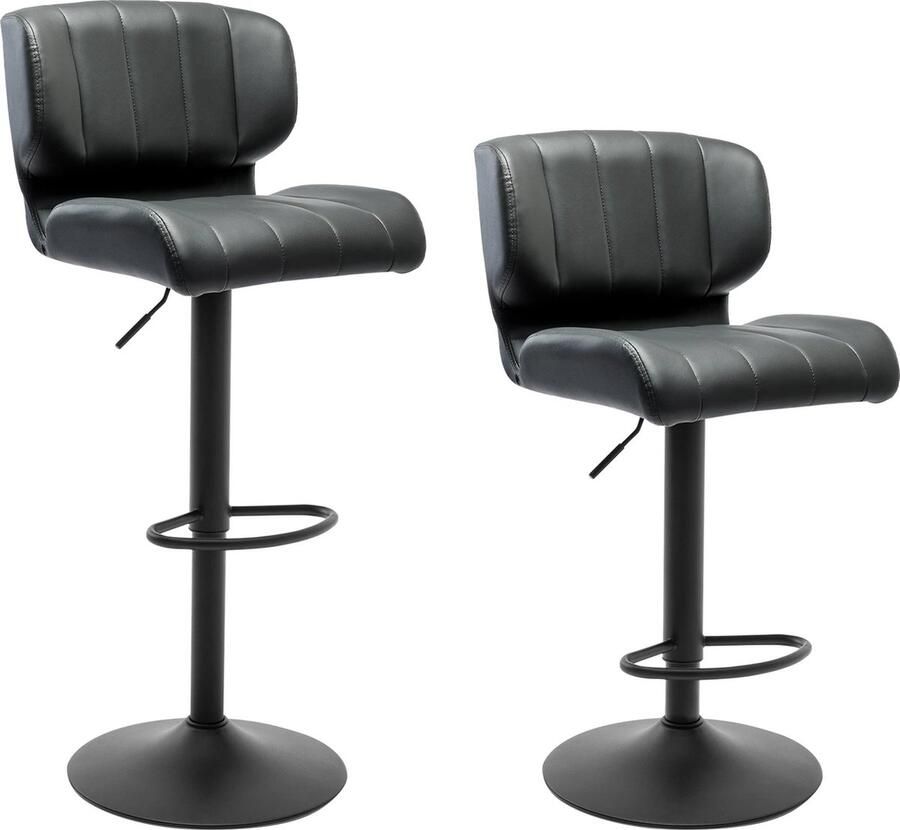 Barkrukken Set Van 2 Barkruk 2 Stuks Luxe Barkrukken Met Rugleuning Barkrukken Grijs Kunstleer