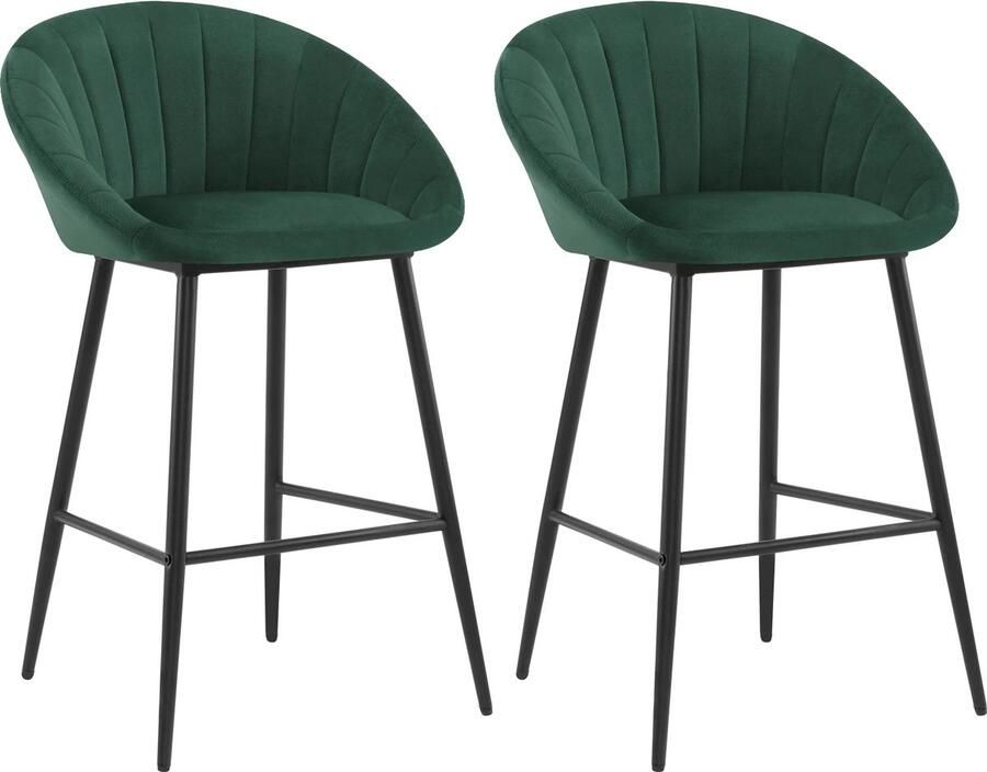 Barkrukken Set Van 2- 2 stuks Luxe Barkrukken Met Rugleuning Barkrukken Hoge Bar Krukken Groen Velours