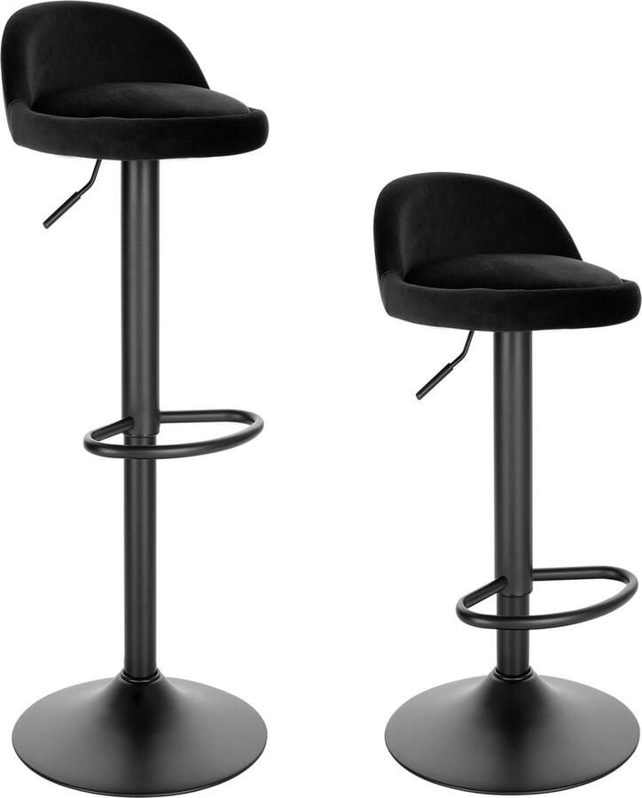 Barkrukken Set Van 2 Barkruk 2 Stuks Luxe Barkrukken Met Rugleuning Barkrukken Zwart Velvet - Foto 2