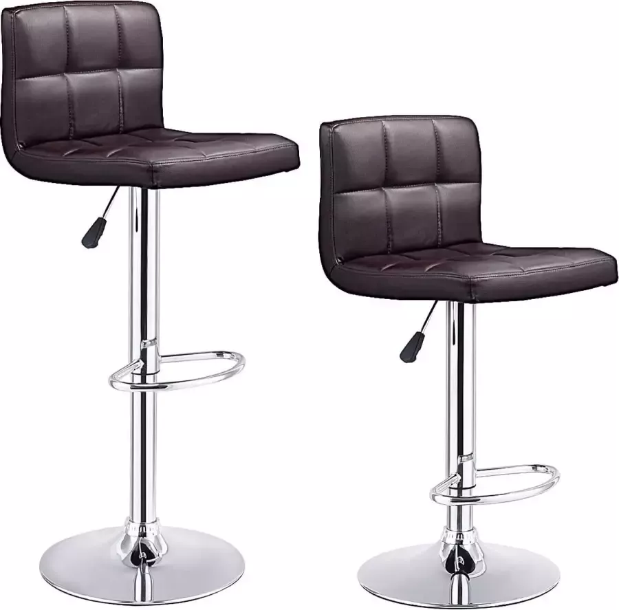 Barkrukken set van 2- barkruk- moderne draaibare verstelbare barkrukken vierkante aanrechthoogte PU-leren barkrukken voor in de keuken Eetkamer Bistro Pub stoel tegen barkruk