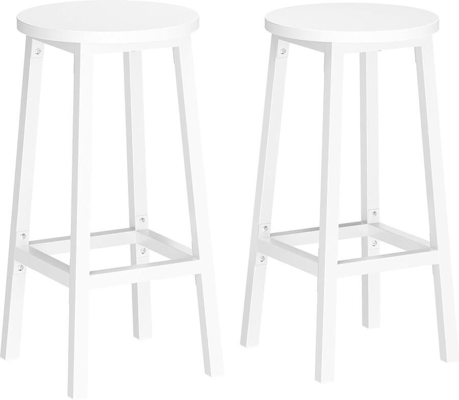 Barkrukken set van 2 barstoelen met metalen frame en voetsteun 65 cm hoog eenvoudig te monteren voor keuken woonkamer of eetkamer wolkenwit