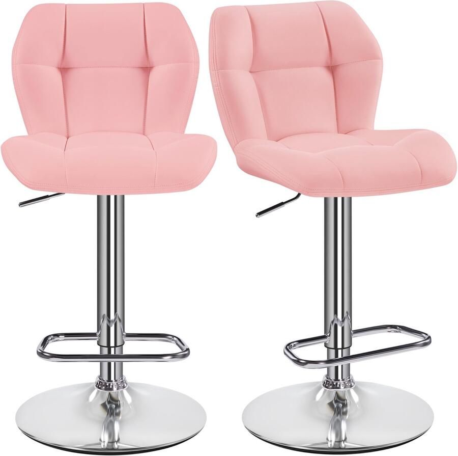 Barkrukken set van 2 in hoogte verstelbaar 360 graden draaibaar barstoelen keukenstoelen met rugleuning en voetensteun barstoel PU-kunstleer zithoogte 62 5 cm 84 5 cm voor de