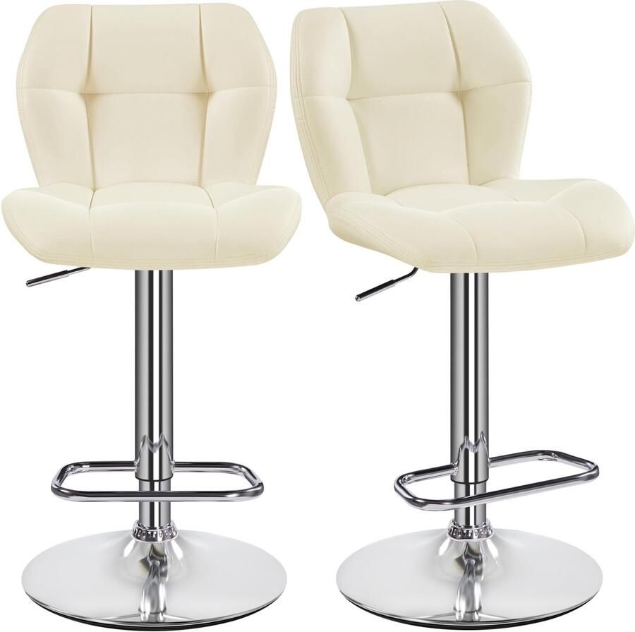 Barkrukken set van 2 in hoogte verstelbaar 360 graden draaibaar barstoelen keukenstoelen met rugleuning en voetensteun barstoel PU-kunstleer zithoogte 62 5 84 5 cm voor de keuken