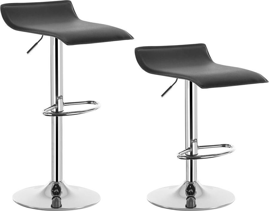Barkrukken Set van 2 In hoogte verstelbaar en 360 ° draaibaar Barstoelen Zwart in Kunstleer