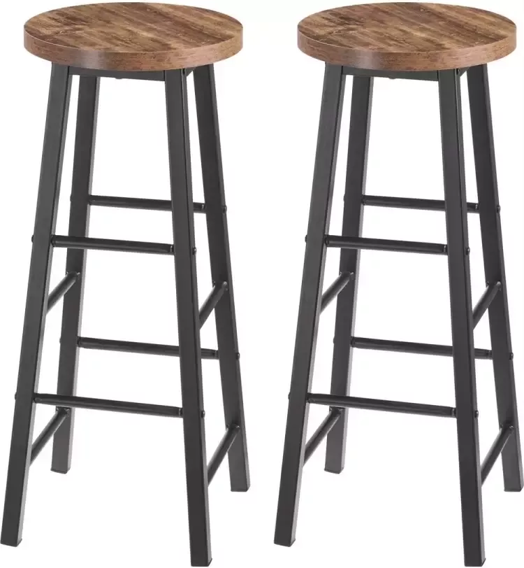 Barkrukken Set Van 2 Nordic Barkruk 2 Stuks Luxe Barkrukken Industrieel Hoge Bar Krukken Bruin zwart
