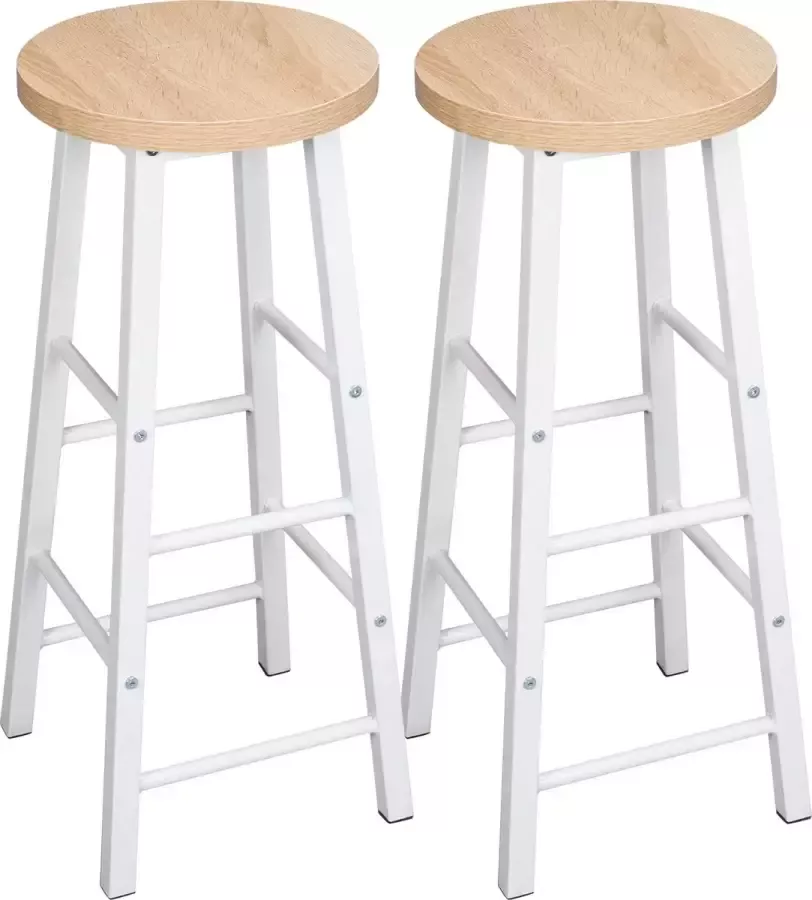 Barkrukken Set Van 2 Nordic Barkruk 2 Stuks Luxe Barkrukken Industrieel Hoge Bar Krukken Wit bruin