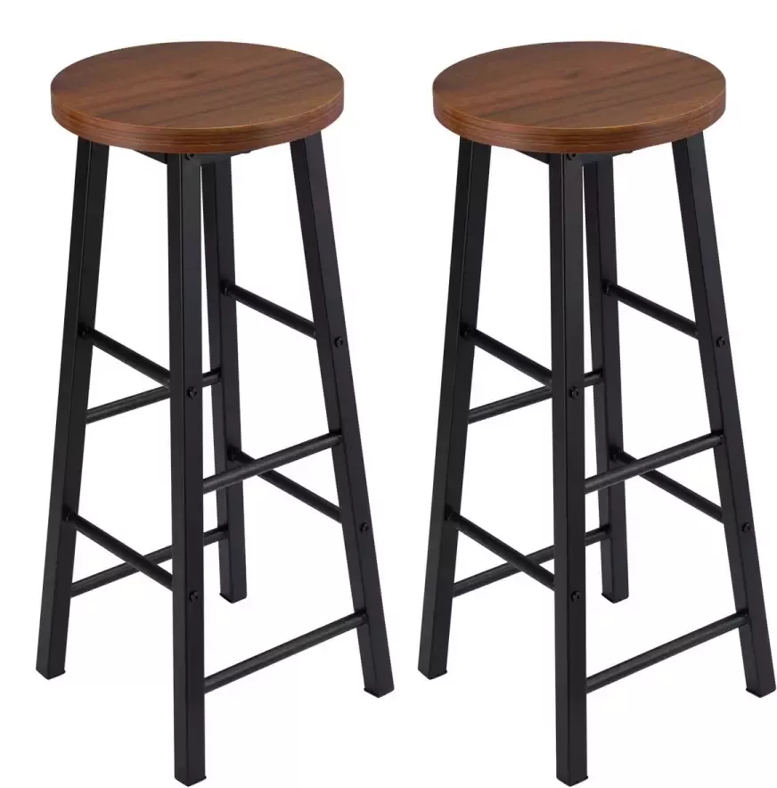 Barkrukken Set Van 2 Nordic Barkruk 2 Stuks Luxe Barkrukken Industrieel Hoge Bar Krukken Zwart bruin