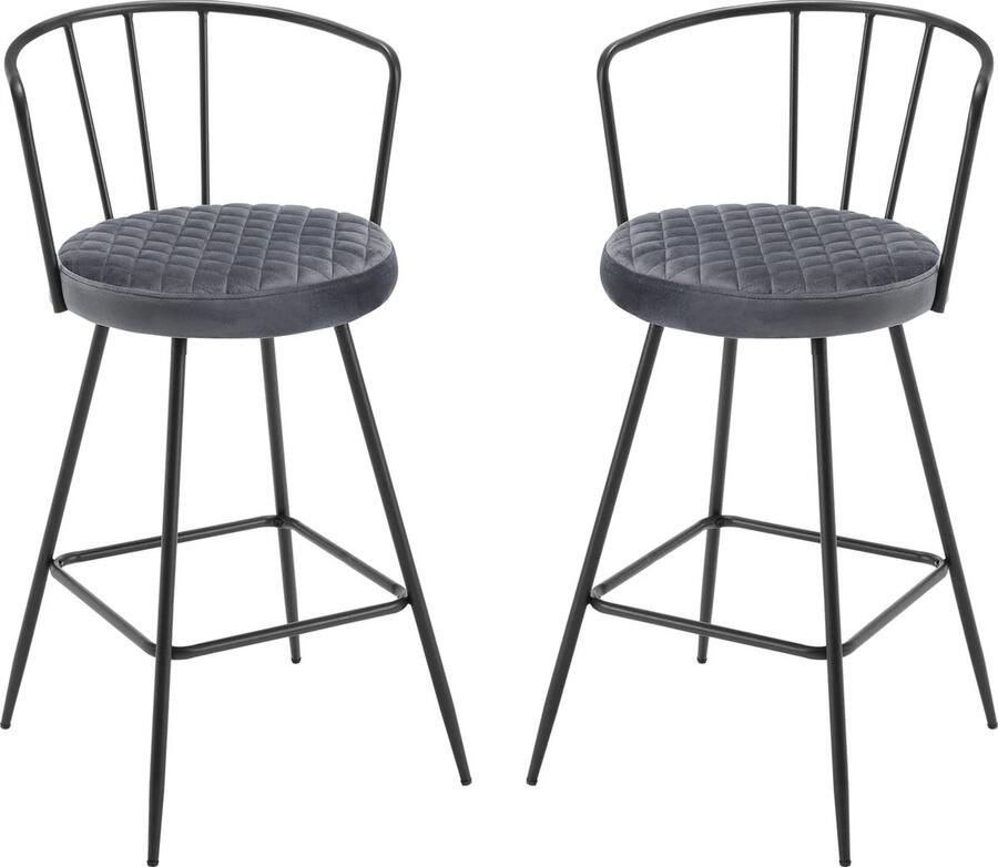 Barkrukken Set Van 2 Nordic Barkruk Luxe Barkrukken Industrieel Grijs Zwart