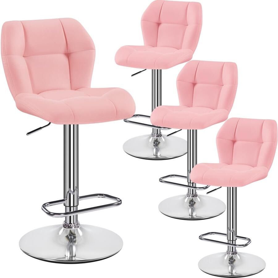 Barkrukken set van 4 in hoogte verstelbaar 360 graden draaibaar barstoelen keukenstoelen met rugleuning en voetensteun barstoel PU-kunstleer zithoogte 62 5 cm 84 5 cm voor de