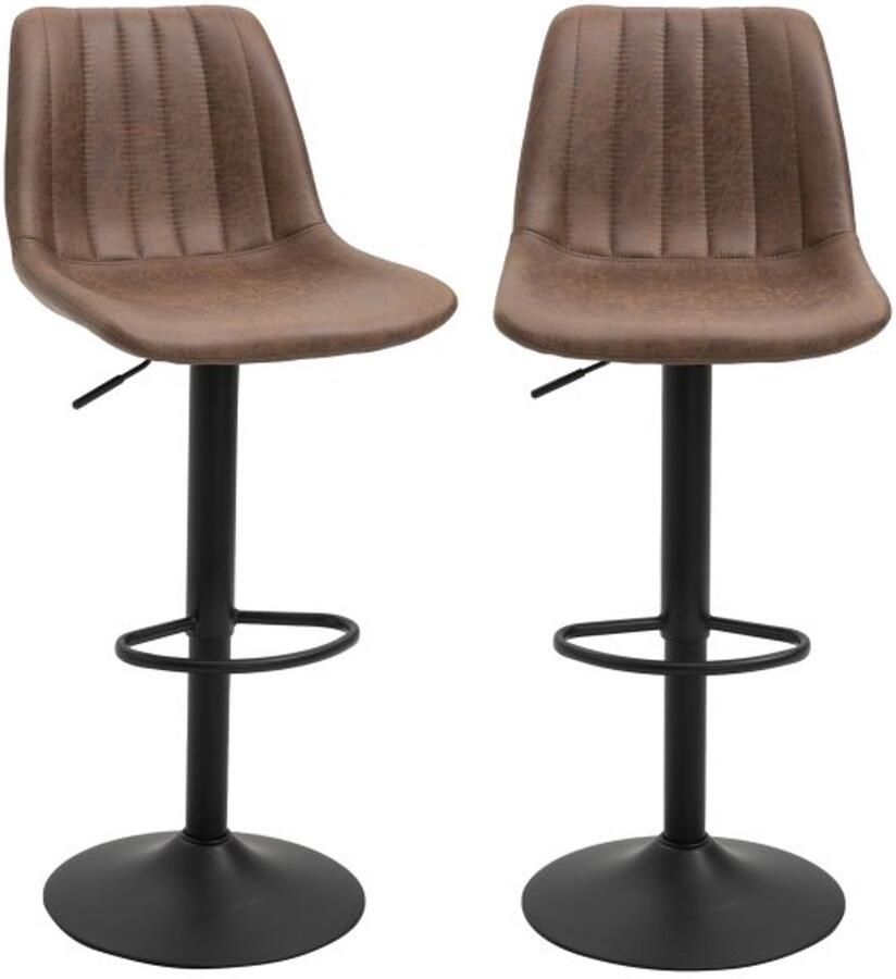 ZAZA Home 2 Set Bar Stool Bar Stoel Keuken Bar Stoel Hoogte Verstelbaar met voetsteunen Swivel stoel bruin polyester 43 x 46 5 x 89-110 cm