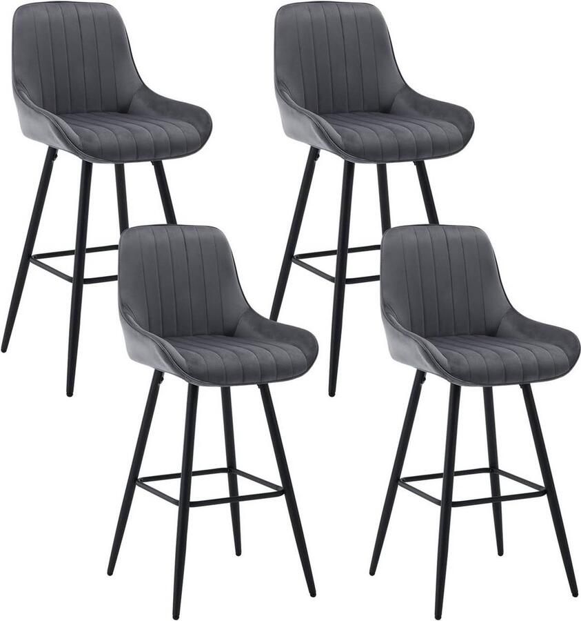 Rootz Living Rootz Barkruk Moderne Hoge Kruk Comfortabele Zitting Ergonomische Rugleuning Roestbestendige Metalen Poten Mat Zwart 48 5 cm x 106 cm x 46 cm