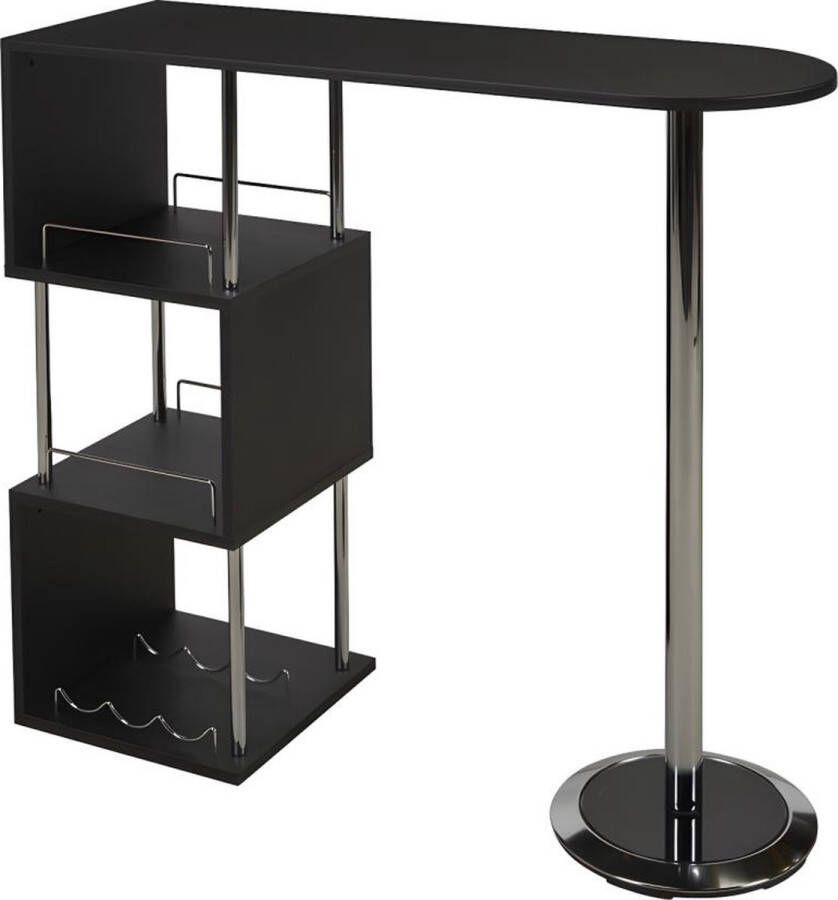 Vente-unique Barmeubel ALISETO MDF en verchoomd metaal Zwart L 120 cm x H 104 cm x D 40 cm - Foto 2