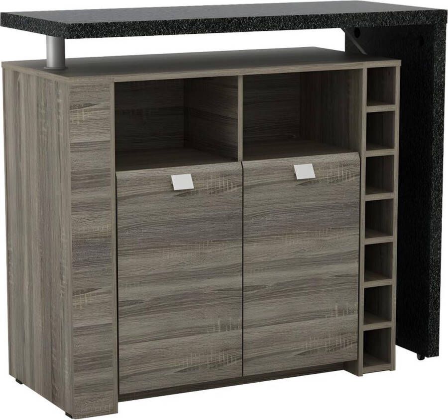 Barmeubel METEORITE 2 deuren & 2 nissen MDF blad met granieteffect L 120 cm x H 106.6 cm x D 50 cm
