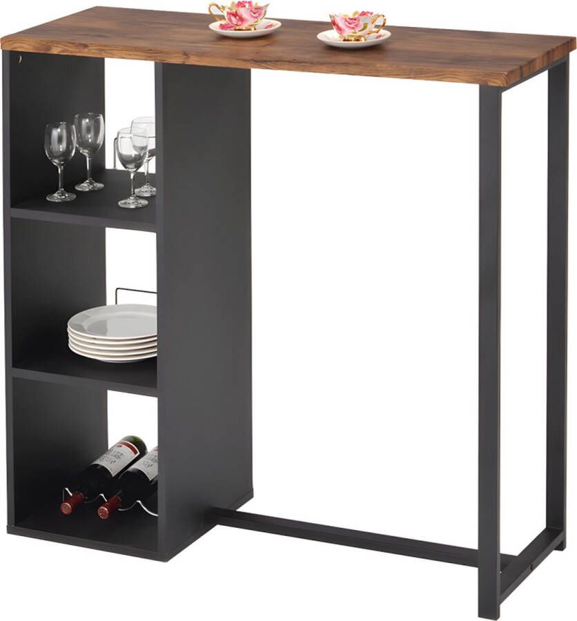 Barmeubel MORENA Metaal en MDF Blad walnoteneffect L 113 cm x H 104 cm x D 40 cm