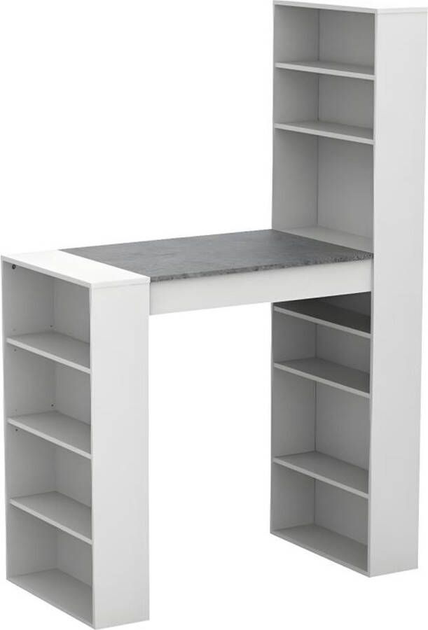 Barmeubel SKARN Wit & blad met graniet effect L 119 cm x H 180 cm x D 59 cm