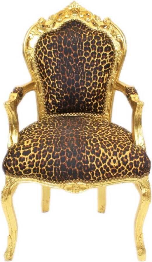 BarokWorld Barok Eetkamerstoel Goud Panter [Baroque] [Bladgoud] [Stoel] [Eethoek]