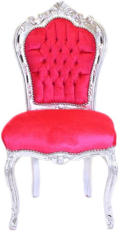 BarokWorld Barok Eetkamerstoel Zilver Fuchsia [Baroque] [Bladzilver] [Stoel] [Eethoek]