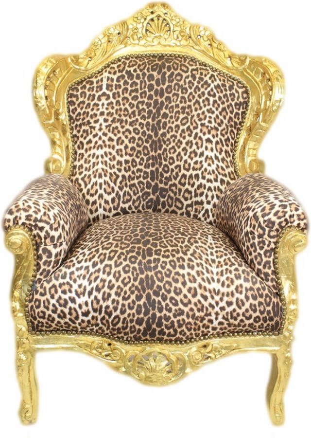 BarokWorld Barok Fauteuil Goud Panter [Baroque] [Bladgoud] [Stoel] [Eethoek] [Woonkamer] [Zithoek] [Luxe] [Interieur]