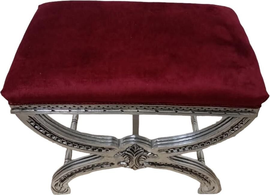 Barok hocker zilver rood