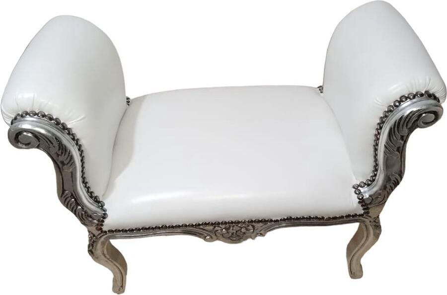 Barok luxe hocker wit zilver