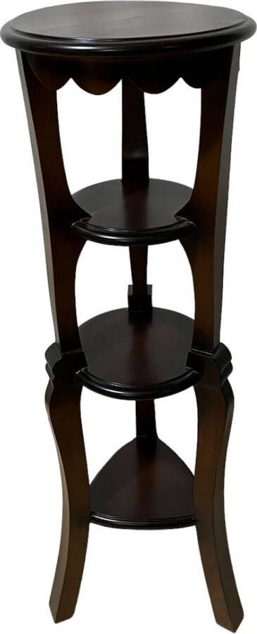 Nile Furniture Barokstijl donkerbruine houten bijzettafel met 2 plankjes [Baroque] [Luxe] [Interieur] [Tafel] [Woonkamer] [Slaapkamer]