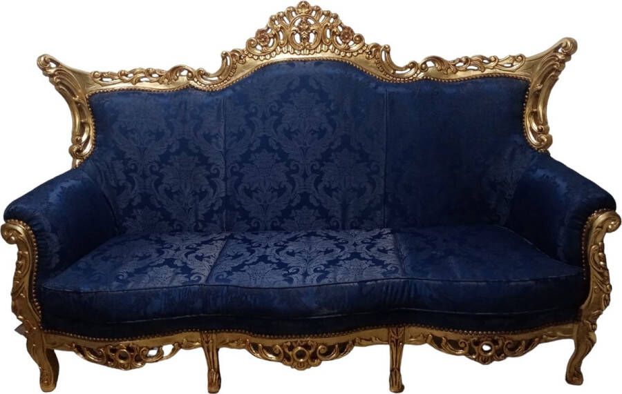 Nile Furniture Barokstijl luxe 3-zits bank blauw met goud [Baroque] [Luxe] [Interieur] [Bank] [Woonkamer]