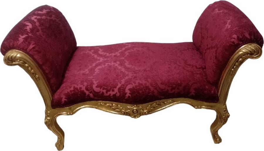 Nile Furniture Barokstijl luxe bedbank met armleuningen rode print met goud [Baroque] [Luxe] [Interieur] [Stoel] [Bank] [Slaapkamer] [Woonkamer]
