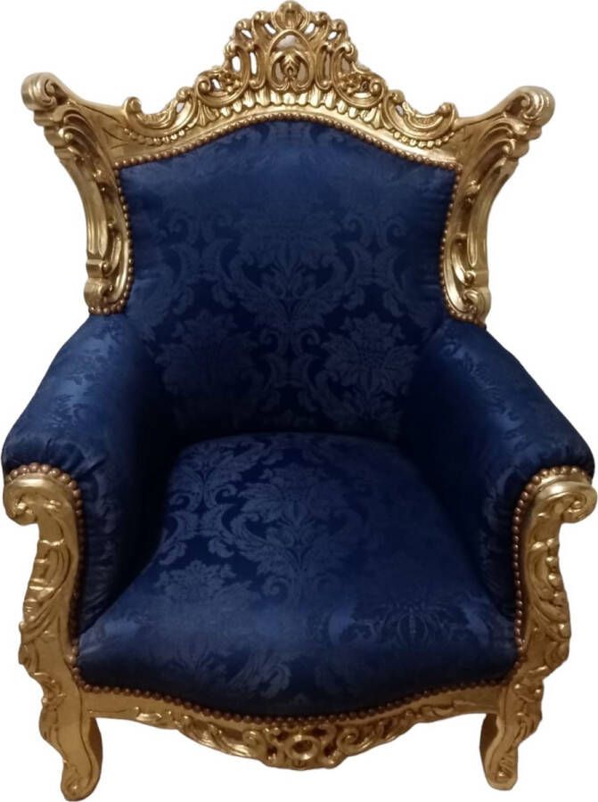 Nile Furniture Barokstijl luxe fauteuil blauw met goud [Baroque] [Luxe] [Interieur] [Stoel] [Fauteuil] [Woonkamer]