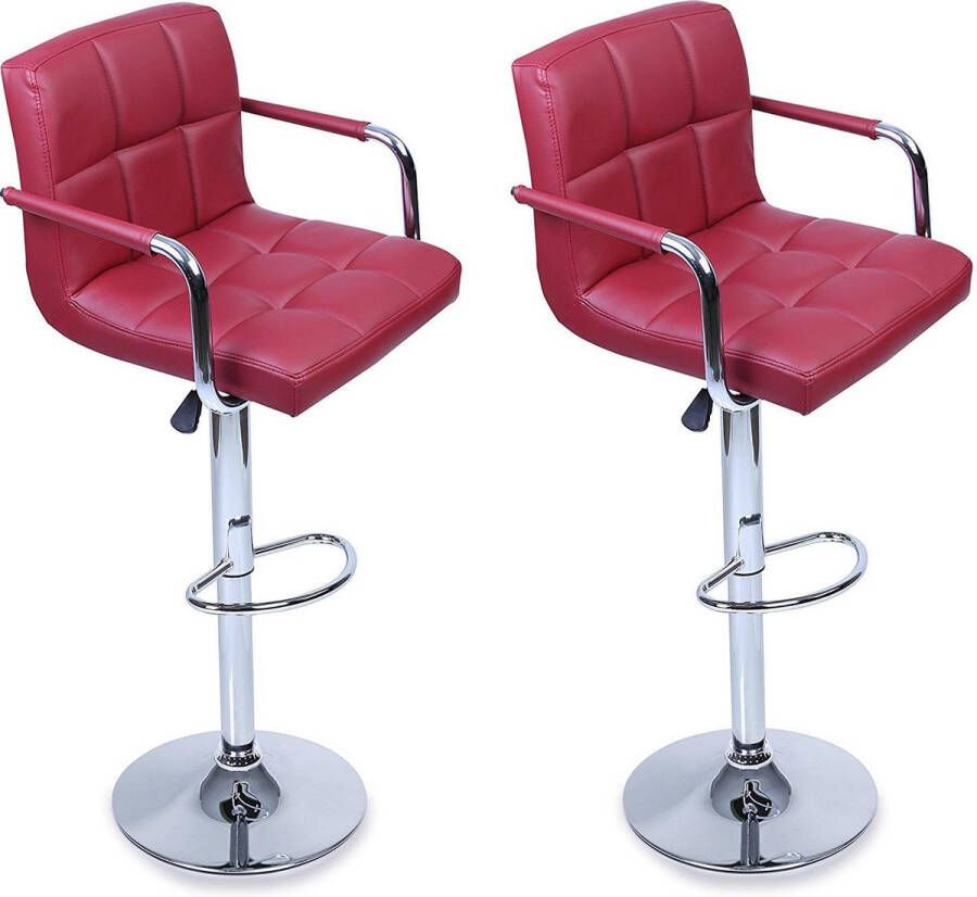 Tresko -Barkruk set van 2-wijnrood- bar stoel- aanrecht kruk- keukenkruk- lounge stoel - Foto 2