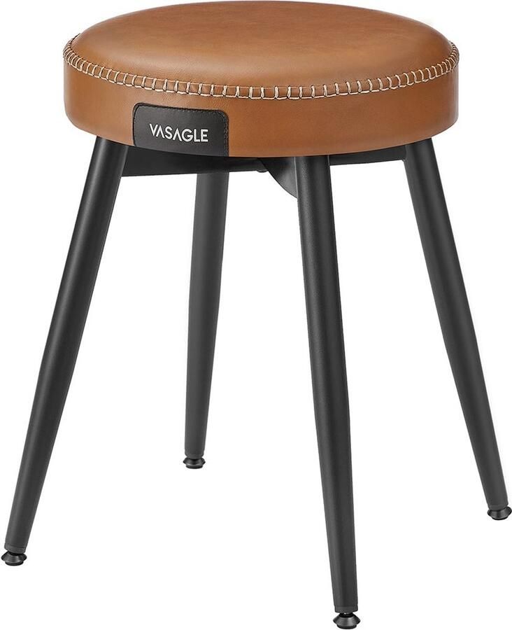 Rootz Living Rootz Barstoel Tegenkruk Keukenkruk Stalen frame Comfortabele zitting Eenvoudige montage Karamelbruin 48 cm x 48 cm x 48 2 cm