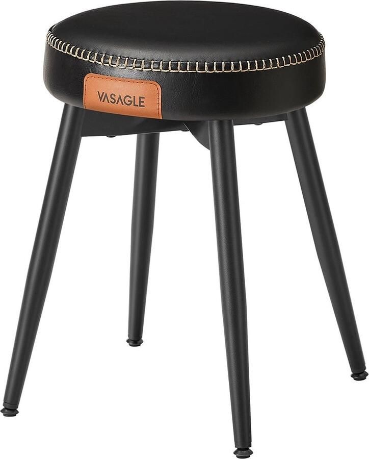 Rootz Living Rootz Barstoel Tegenkruk Keukenkruk Stalen frame Zitting van gegoten schuim PU-leer Rugleuning van multiplex 48 cm x 48 cm x 48 2 cm Inktzwart Lichtgewicht Stevig Eenvoudige montage