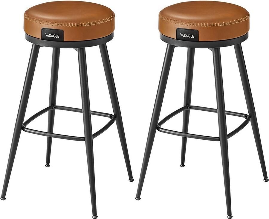 Rootz Living Rootz Barstoelen Set Keukenkrukken Tegenhoogte Stoelen Stalen Frame PU Leer 56cm x 56cm x 76cm