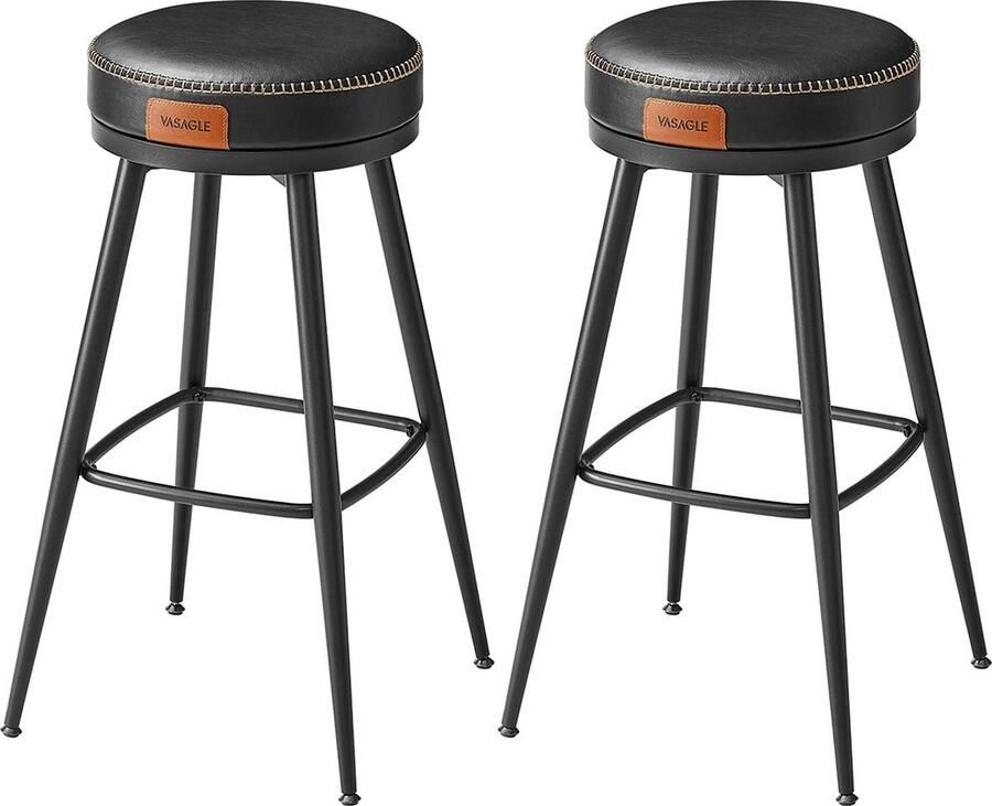 Rootz Living Rootz Barstoelenset Krukken Keukenstoelen Draaibare barkrukken Staal & PU-leer 56cm x 56cm x 76cm