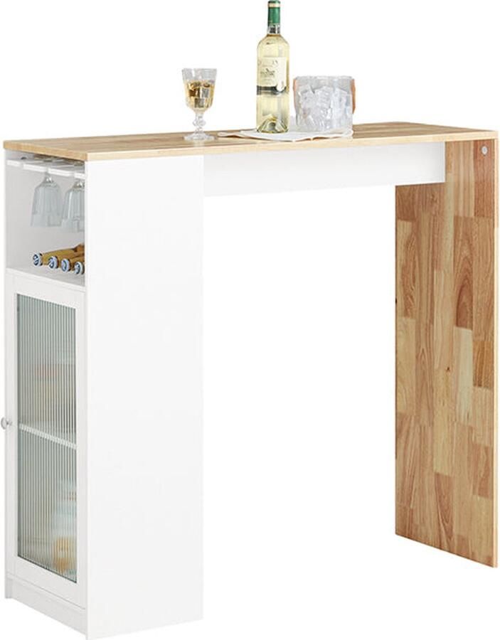 Rootz Living Rootz Bartafel Eettafel Keukentafel MDF & Rubberhout Wijnglashouder Ruime opbergruimte Eenvoudige montage 108cm x 105cm x 40cm