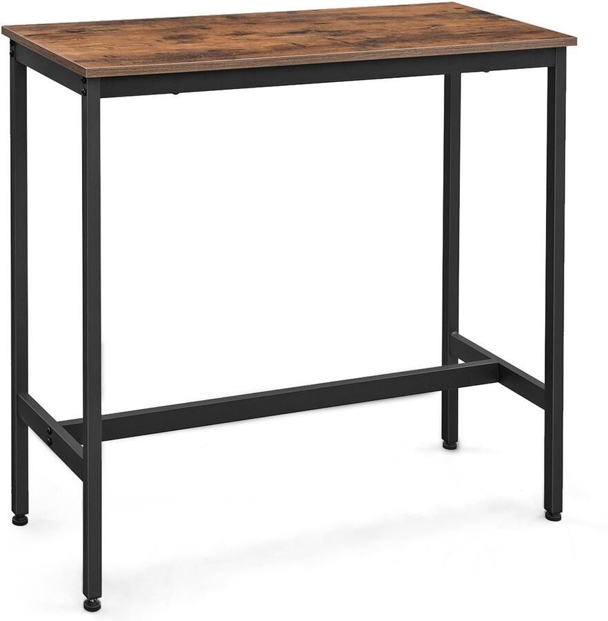Bartafel Eettafel Werktafel Salontafel Smal rechthoekig ontwerp geschikt voor kleine ruimtes Stevig en duurzaam metalen frame Stijlvol en minimalistisch uiterlijk Geschikt voor bar woonkamer keuken en eetkamer 100 x 40 x 90 cm Bruin + Zwart