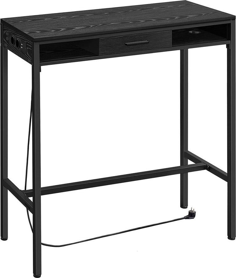 Bartafel Hoge Tafel Bistrotafel Oplaadstation 40cm x 99 8cm x 104 6cm Ebbenhout Zwart