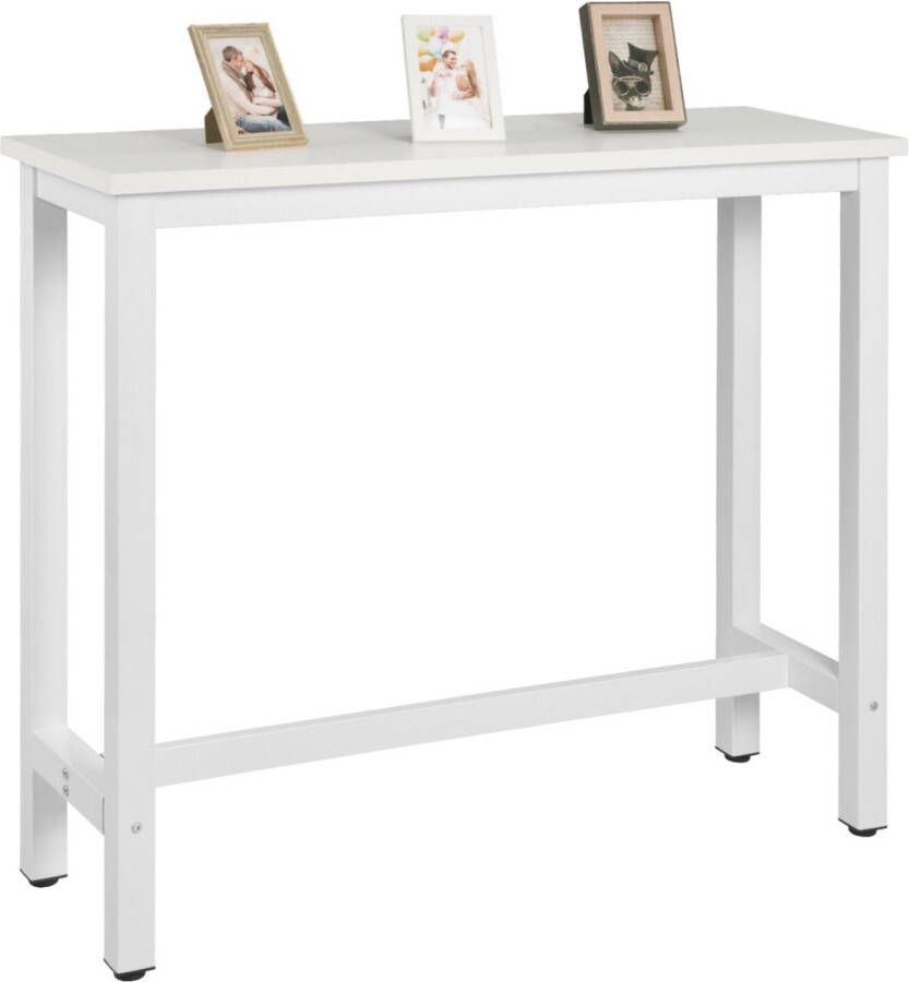 THA Bartafel Hoge Tafel Voor Keuken & Bar Bartafels Tafels MDF Tafelblad & Metalen Frame Verstelbaar -120 x 100 x 40 CM Wit