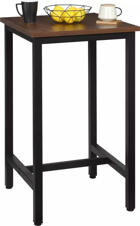 Bartafel Hoge Tafel Voor Keuken & Bar Bartafels Tafels MDF Tafelblad & Metalen Frame Verstelbaar -120 x 100 x 40 CM Donkerbruin zwart