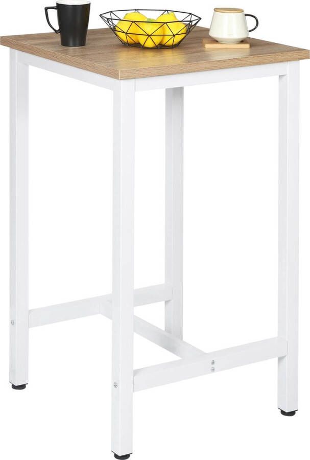 THA Bartafel Hoge Tafel Voor Keuken & Bar Bartafels Tafels MDF Tafelblad & Metalen Frame- Wit